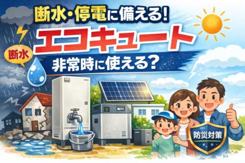 【断水・停電に備える】エコキュートは非常時に使える？太陽光・蓄電池と組み合わせた安心対策を解説